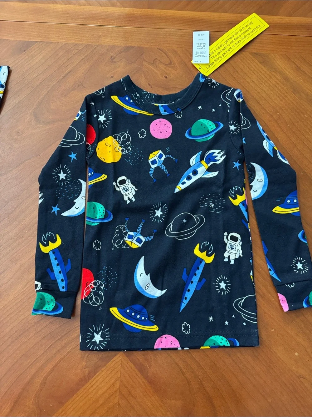 GAP Black Kids Space Pajama Set with Multicolor Rockets & Planets